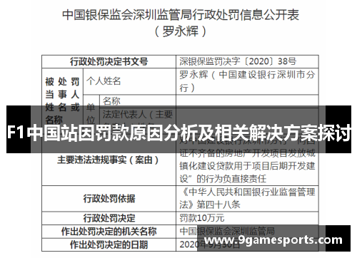 F1中国站因罚款原因分析及相关解决方案探讨